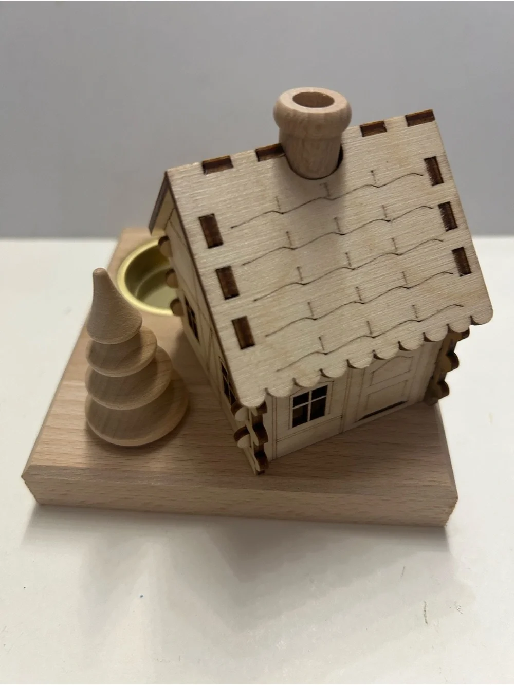 Wood House Incense and Tealight Holder SAICO Smokehouse German Wood Art Decor